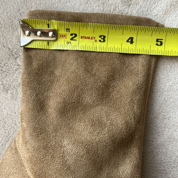 Marc Fisher LTD Larry Sock Ankle Boot Women 9 M Tan Faux Suede Pointed Toe Block - Picture 8 of 15